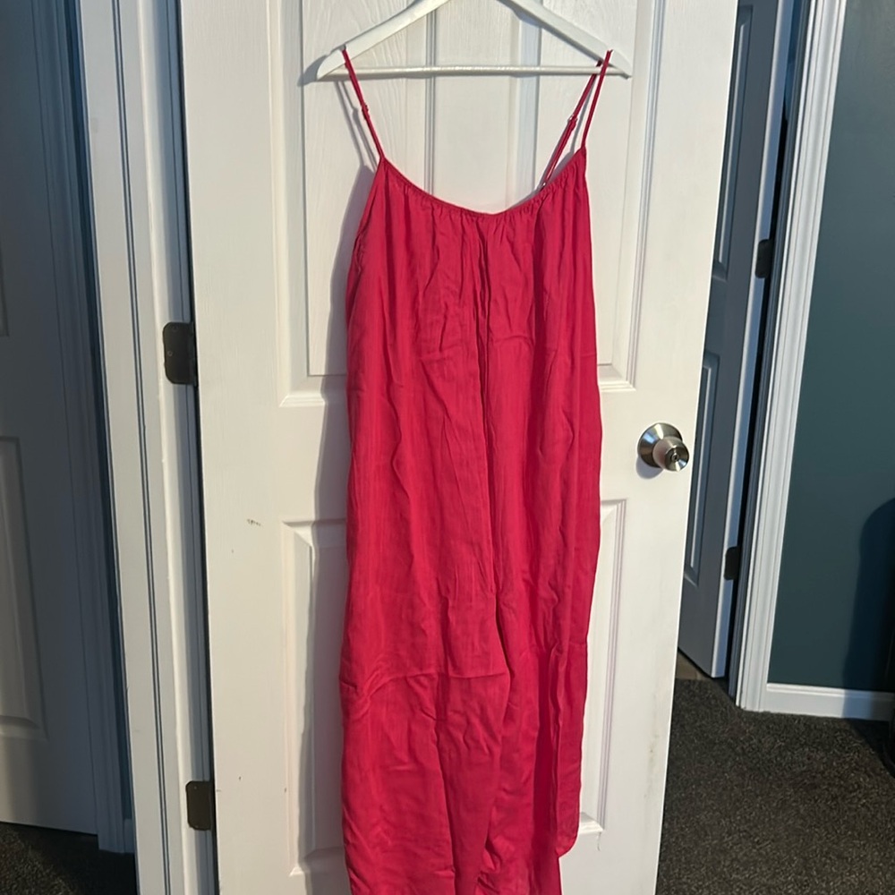 Pink Romper Sundress Low Back (boutique)